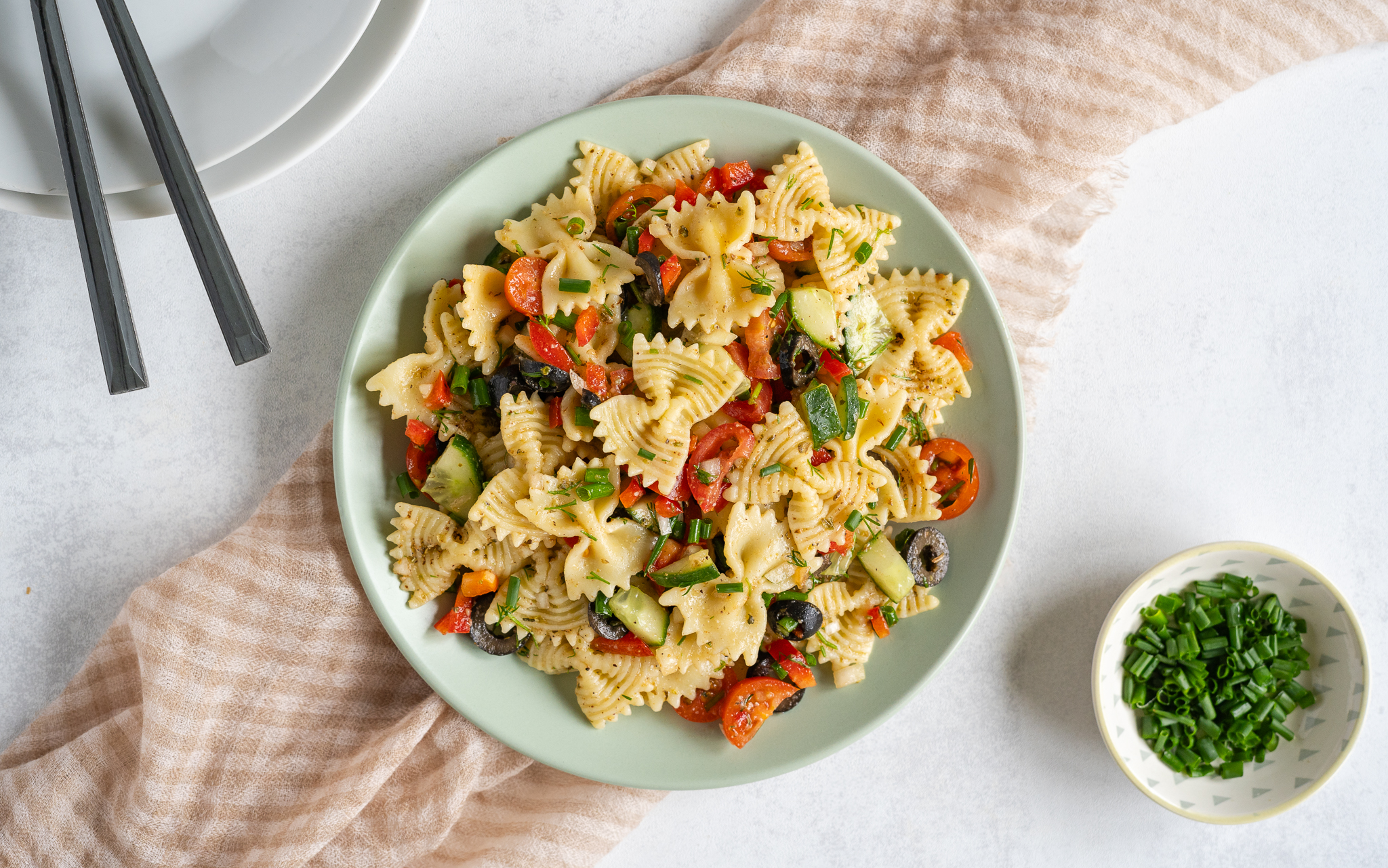 Makaronų salotos su daržovėmis