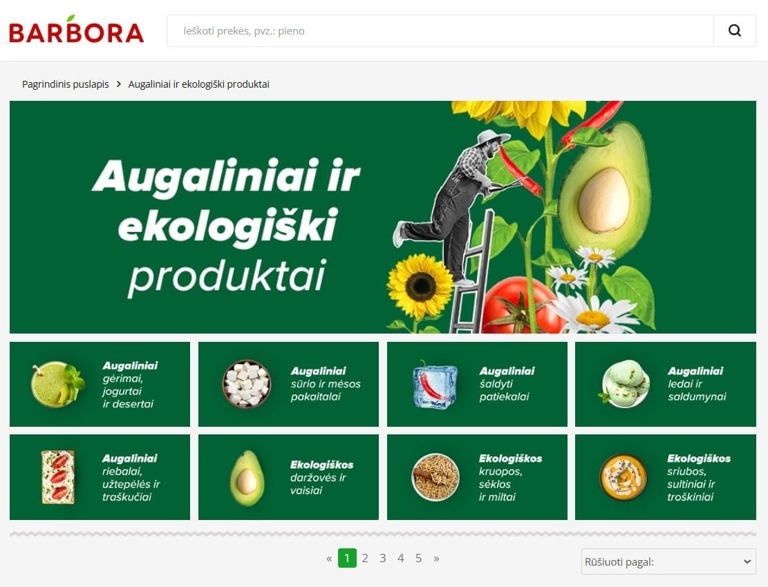 Augaliniai produktai Barbora.lt